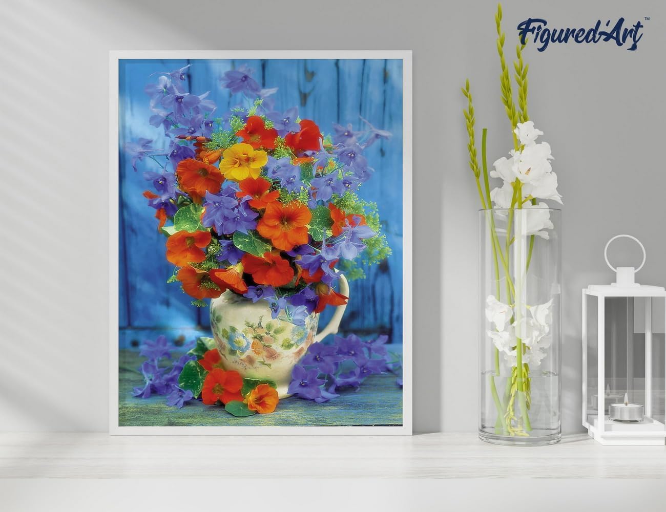Malen Nach Zahlen Set Blumenstrauss, 40 x 50 cm, Blumenstrauß in Orange und Lila 40x50cm Mit Keilrahmen (nicht gespannt)