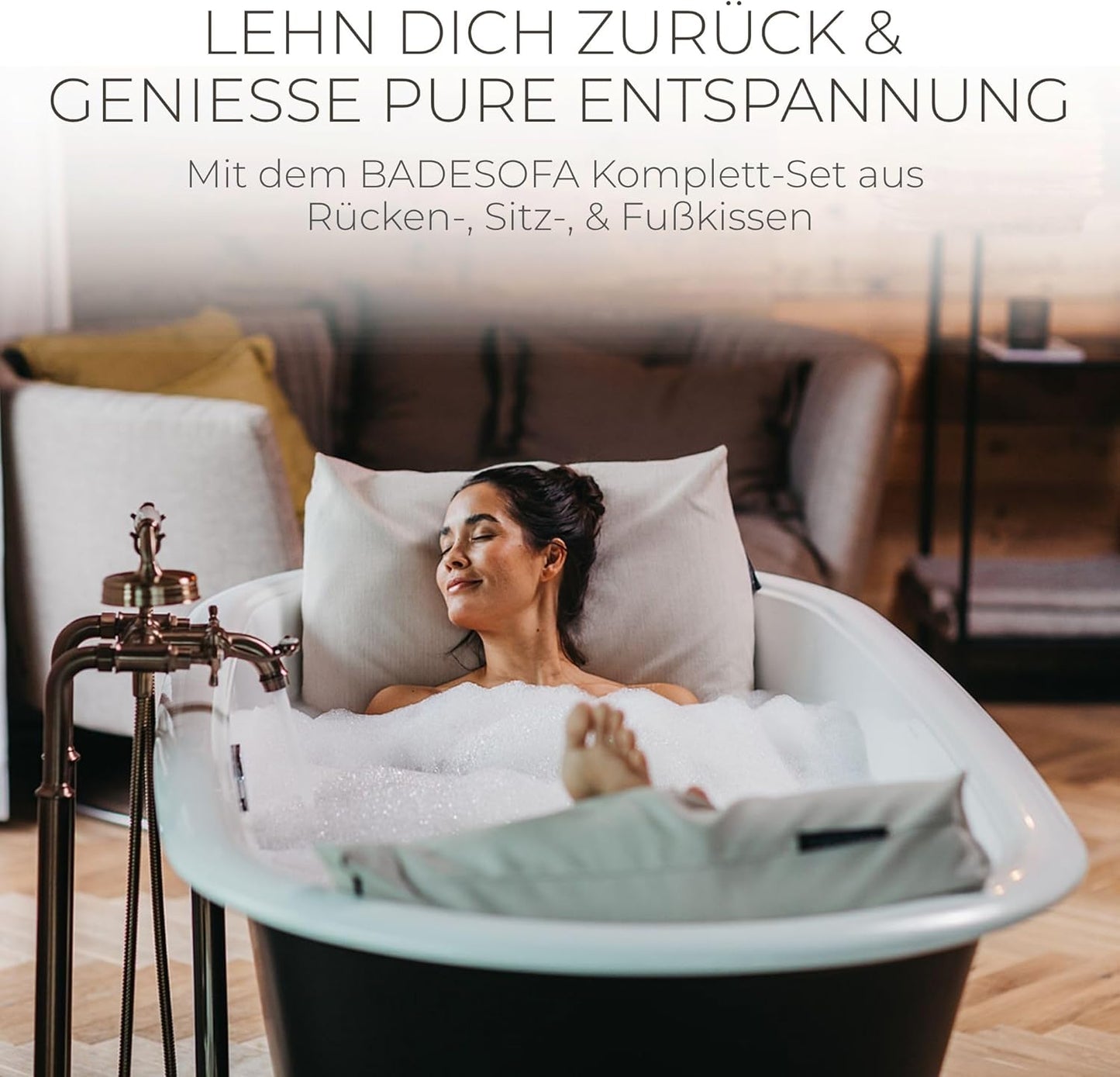 3-teiliges Badewannenkissen Komplettset, Beige 3-Piece Medium