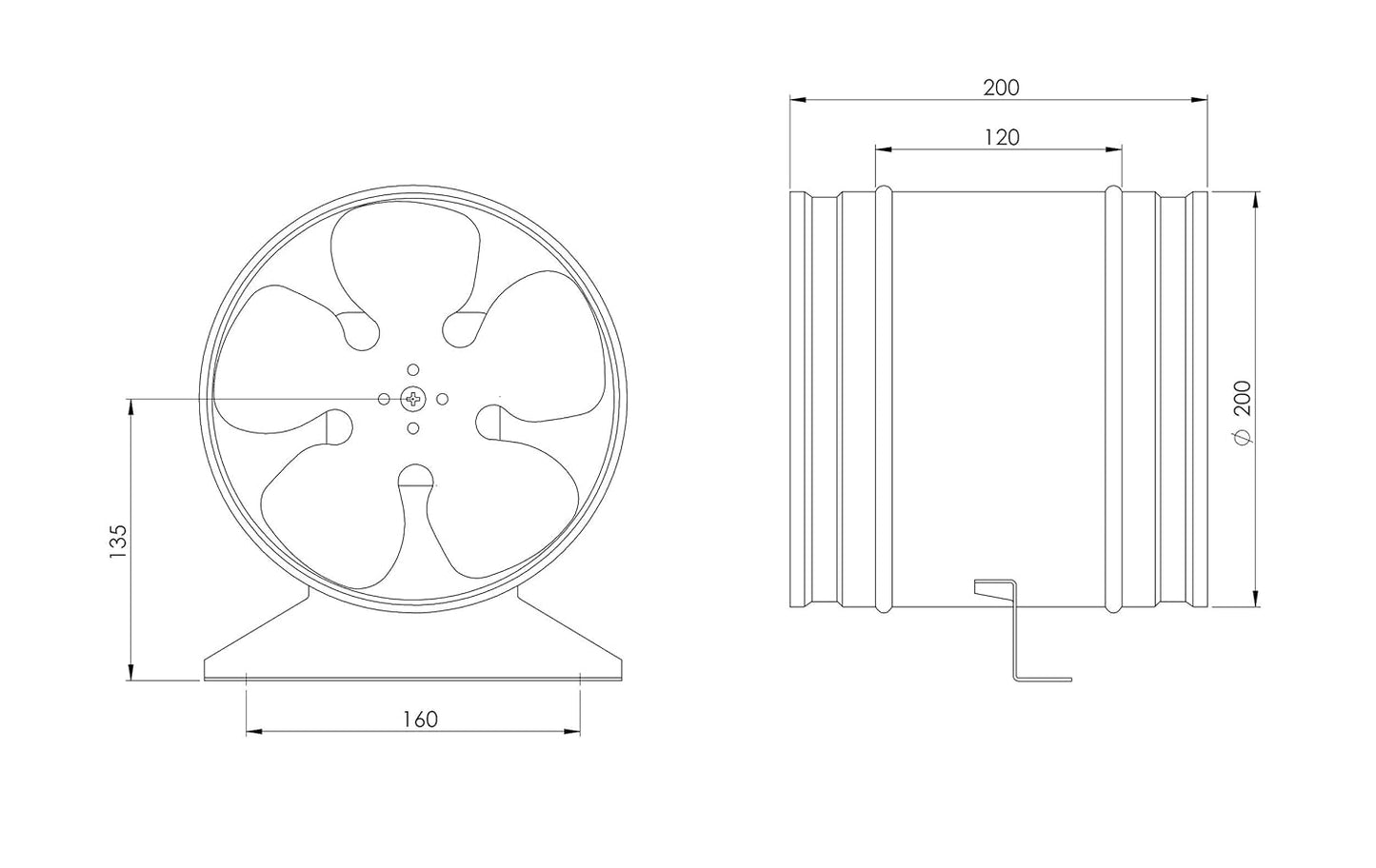 Axialventilator, 200mm Verzinkter Stahl