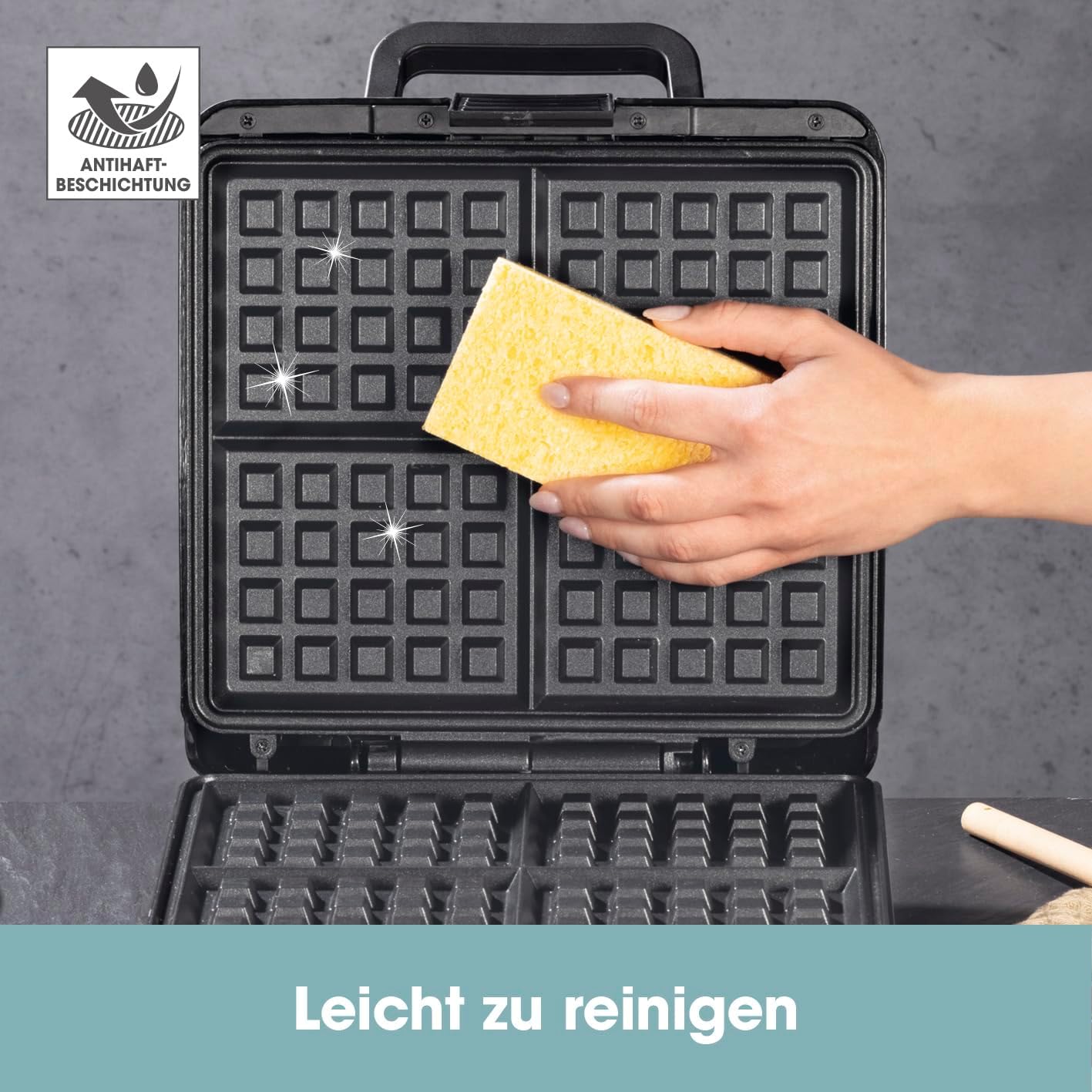 Waffeleisen, Schwarz - 4 Waffeln