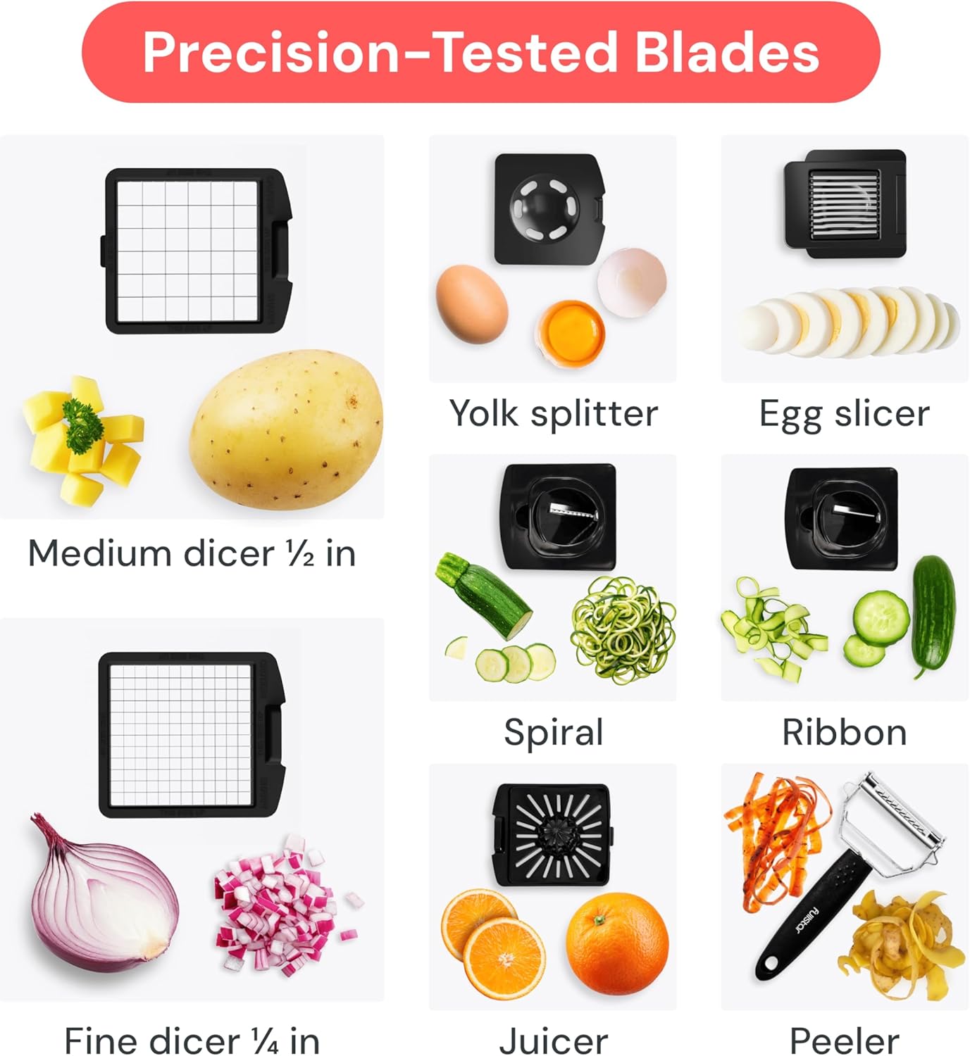 Gemüseschneider mit Zubehör, Edelstahl PRO 9-in-1