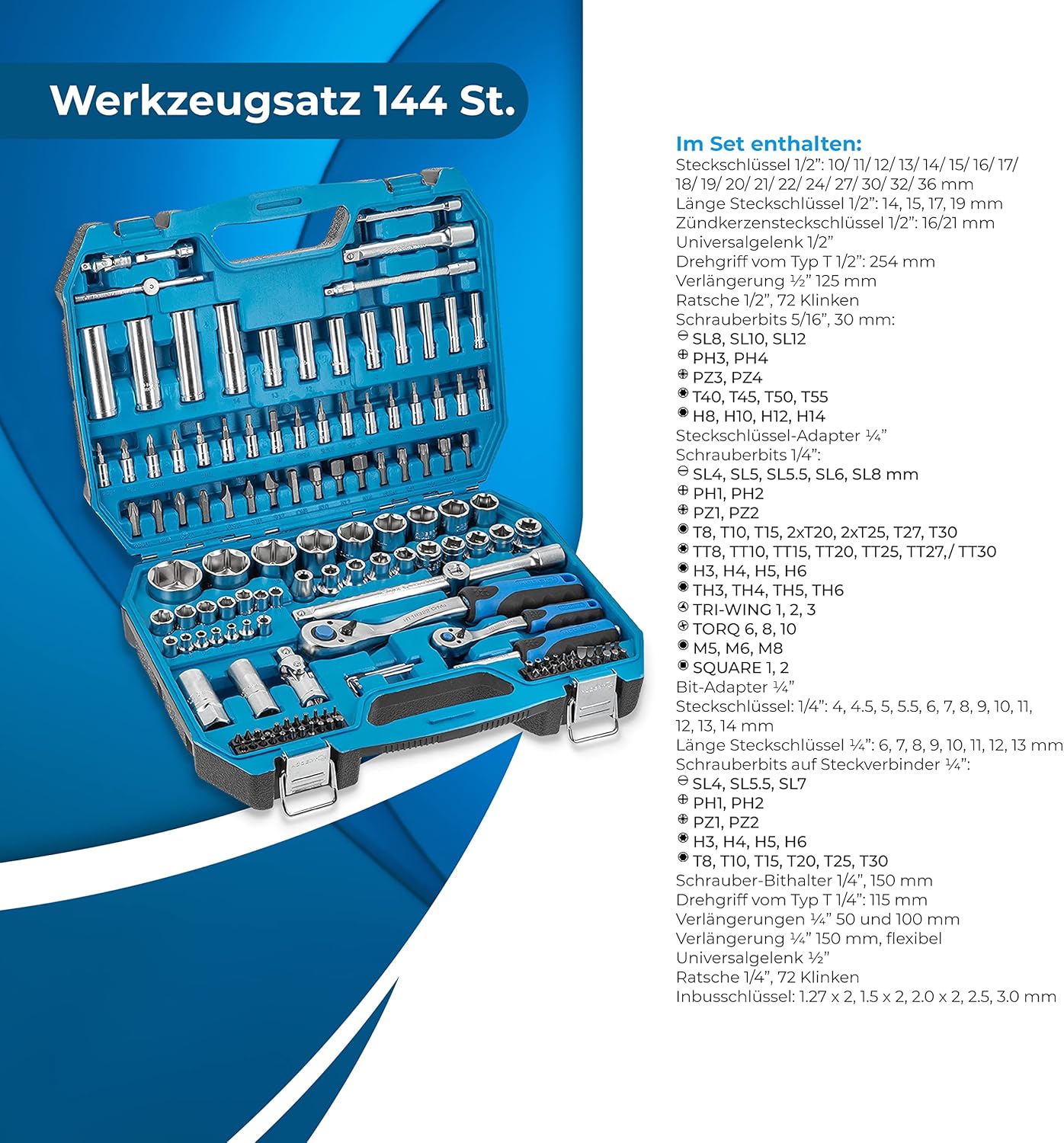 Werkzeugsatz, 144-tlg., 144-tlg