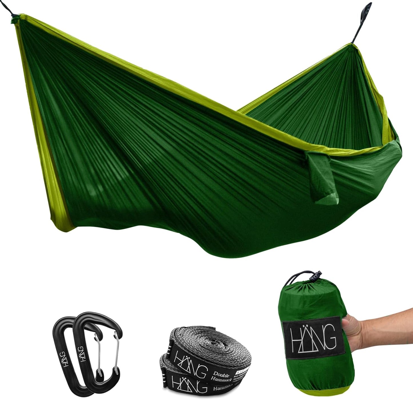 Camping-Hängematte aus Fallschirmseide, Forest & Green