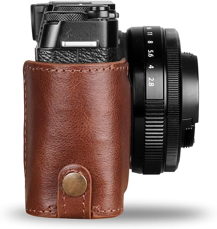 Lederkamera-Halbtasche für Fujifilm X Series X-E4, Braun