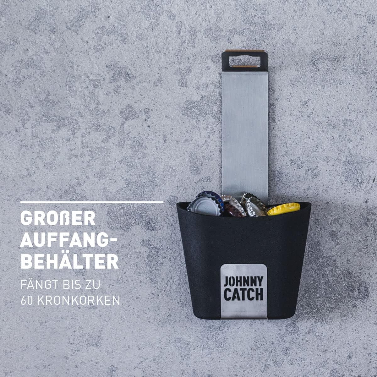 Wandflaschenöffner mit Auffangbehälter, Silber