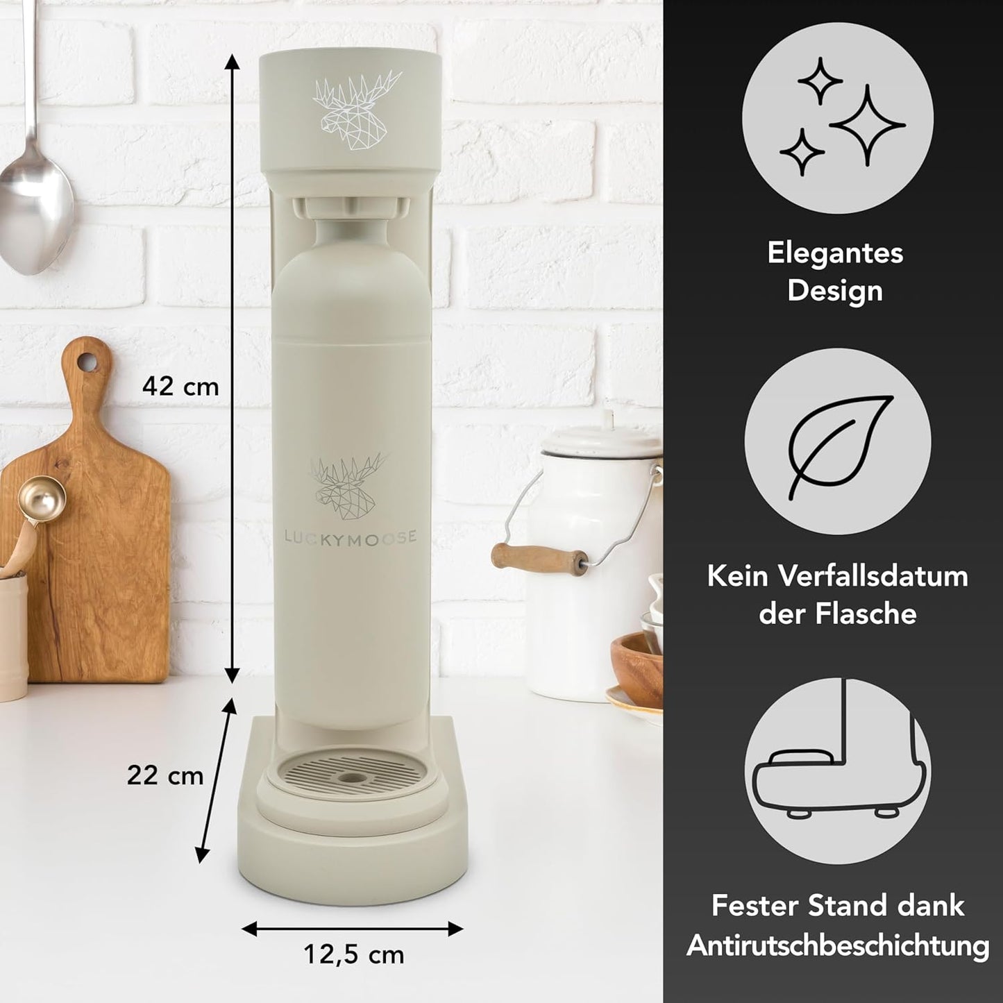 Wassersprudler mit Edelstahlflaschen, Sand - 2x Sand