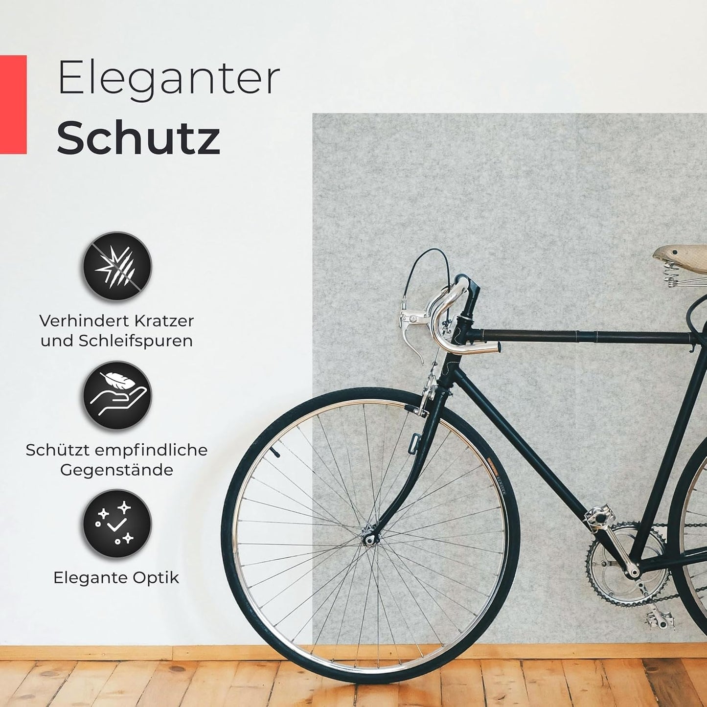 Selbstklebendes Akustikpaneel, 1 Stück | 118 x 59 x 0,9 cm Akustikfilz Grau