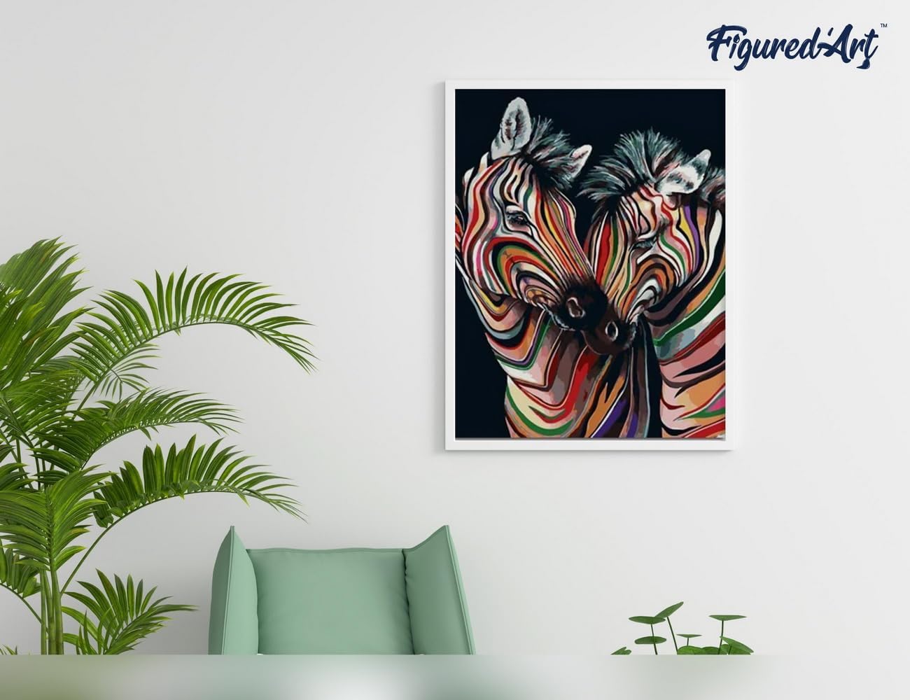 Malen nach Zahlen Set Buntes Zebrapaar, Buntes Zebrapaar 40x50cm Mit Keilrahmen (nicht gespannt)