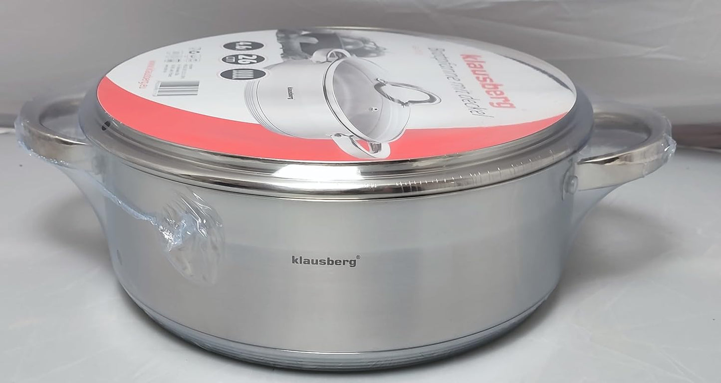 Flacher Edelstahltopf mit Deckel für Induktion (4,5L), 4,6l, Ø26cm