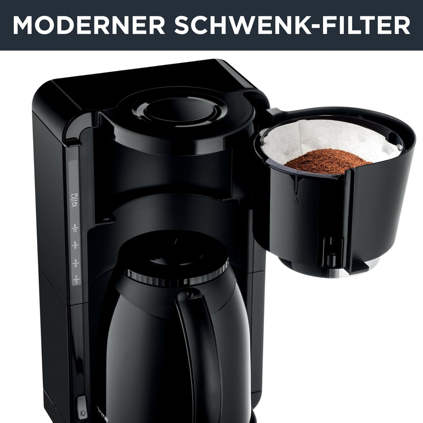 Adagio Milano CT3808 Filterkaffeemaschine mit Thermoskanne, Schwarz, Single