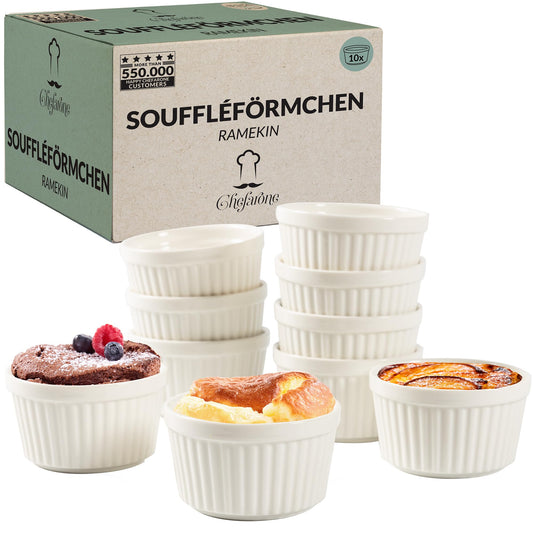 10-teiliges Souffléförmchen Set, Weiss 10 pack - 170 ml