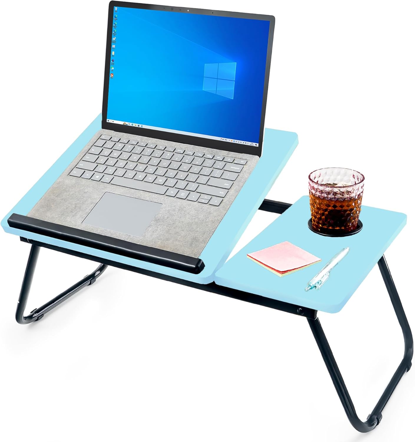 Klappbarer Laptoptisch mit Höhenverstellung & Becherhalterung, Blau