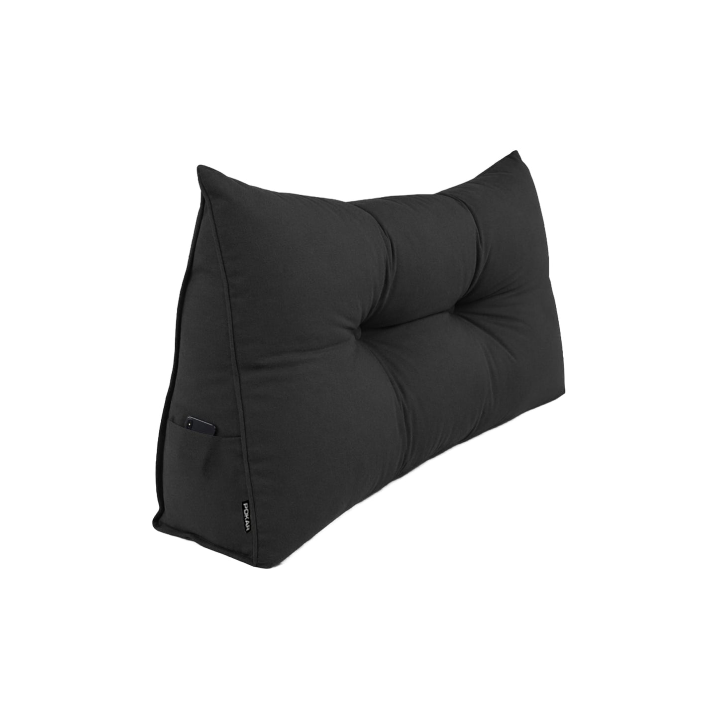 Keilkissen mit Seitentaschen, 70x50 Schwarz