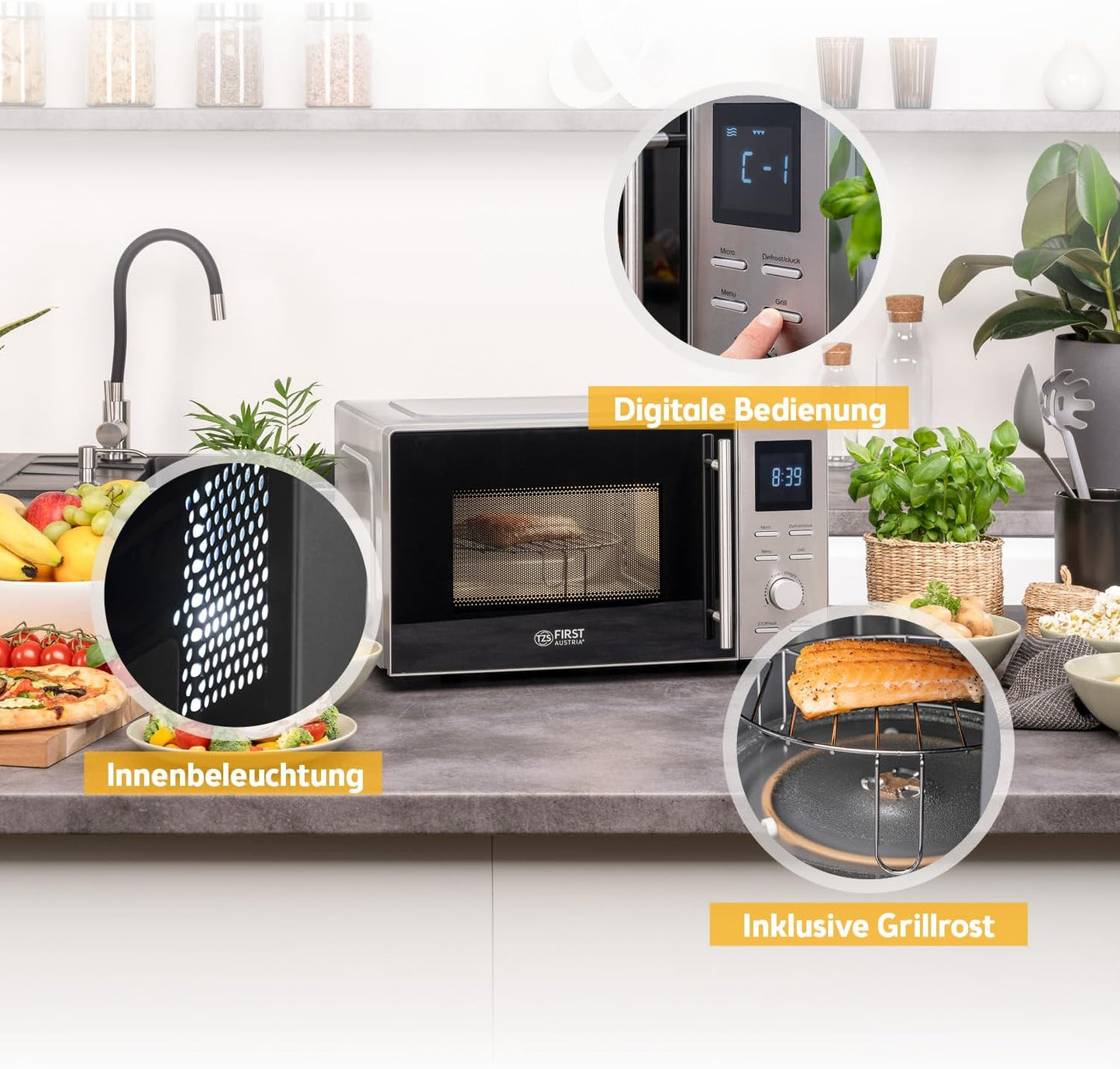 2-in-1 Mikrowellenofen mit Grill, ‎FA-5002-3, Silber