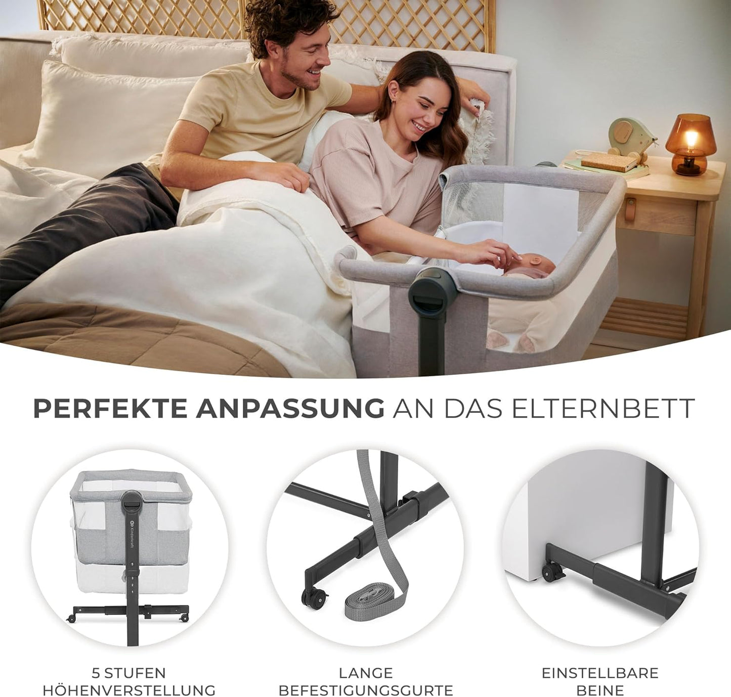 Neste Up 2 Beistell- und Reisebett mit Matratze, Neste Gray