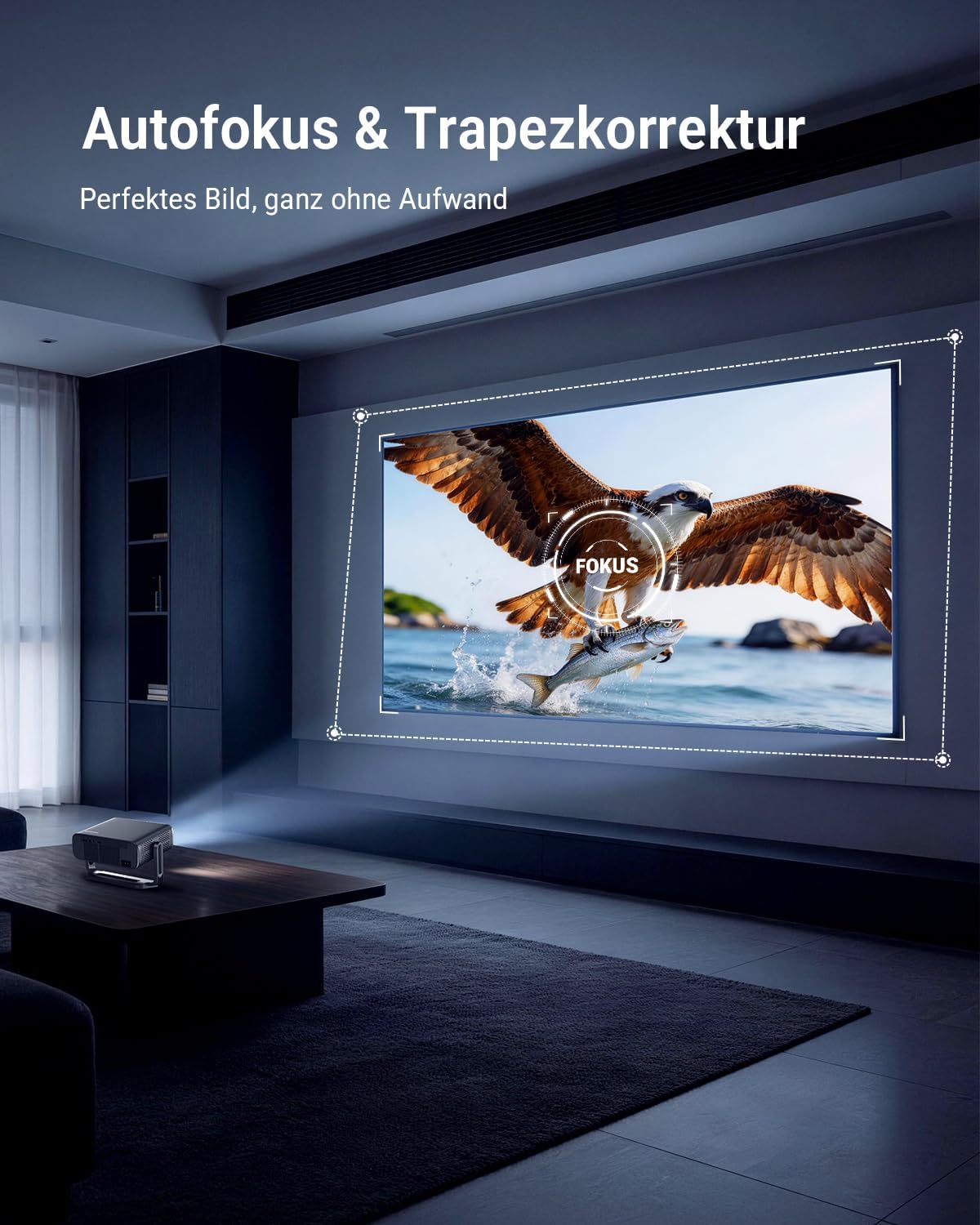 Neo X1 Smart Beamer mit 4K, Google TV & Autofokus, schwarz und grau Pemoon Beamer