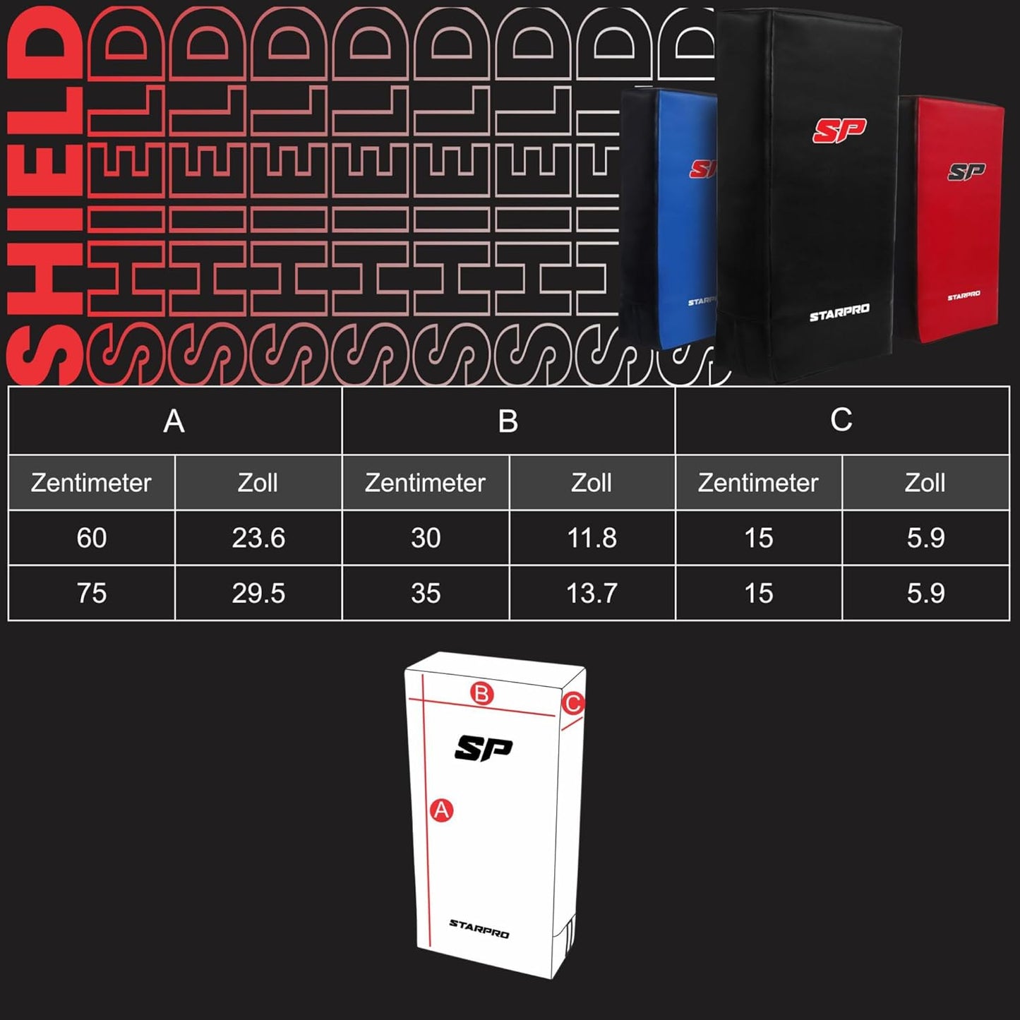 Schlagpolster für Kampfsport, 75x35x15cm Schwarz