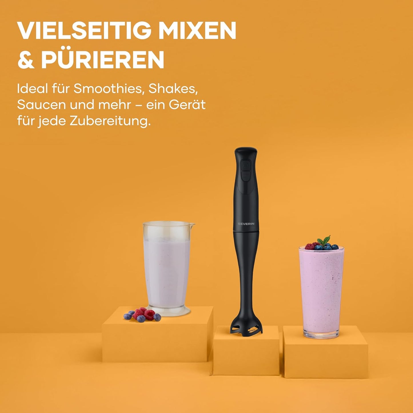 SM 3761 Stabmixer mit Mixbecher und Turbotaste, Mixer + Becher Schwarz