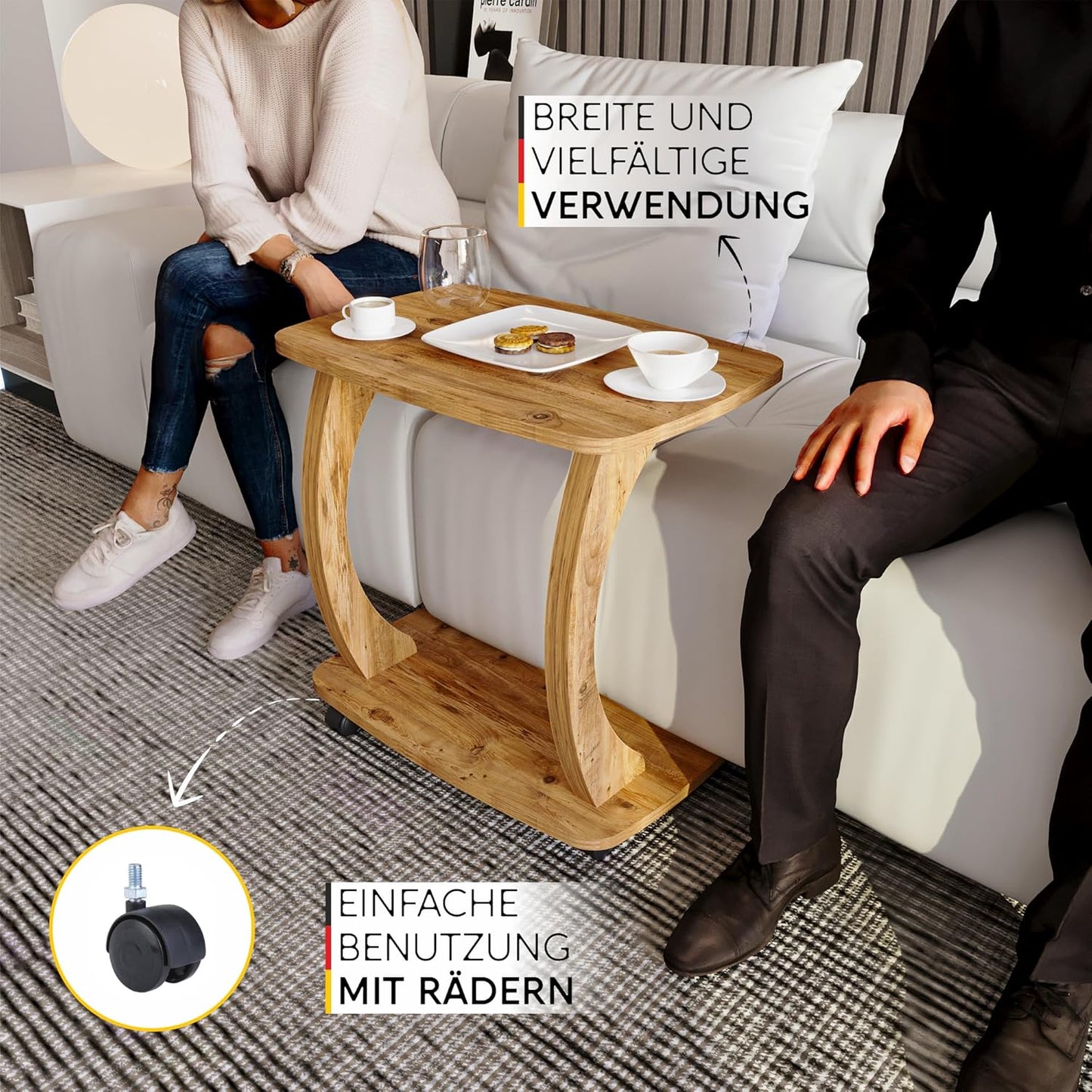 Beistelltisch mit Rollen Arasta, Holz-optik