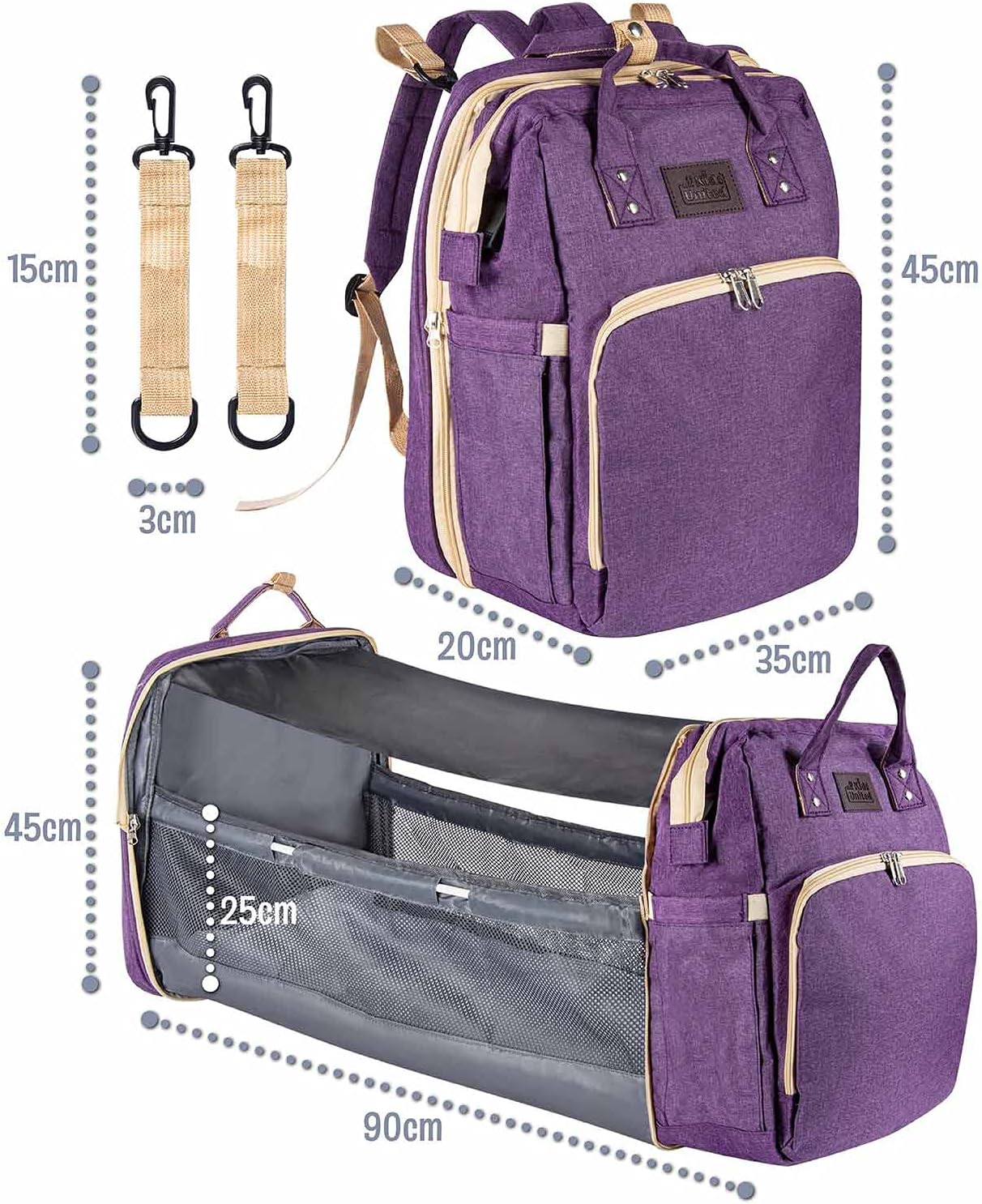 Baby Wickelrucksack mit integriertem Kinderbett, Violett