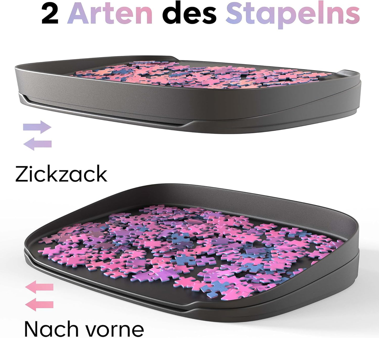 Stapelbare Puzzle Sortierschalen-Set (6 Schalen), 1500 Black