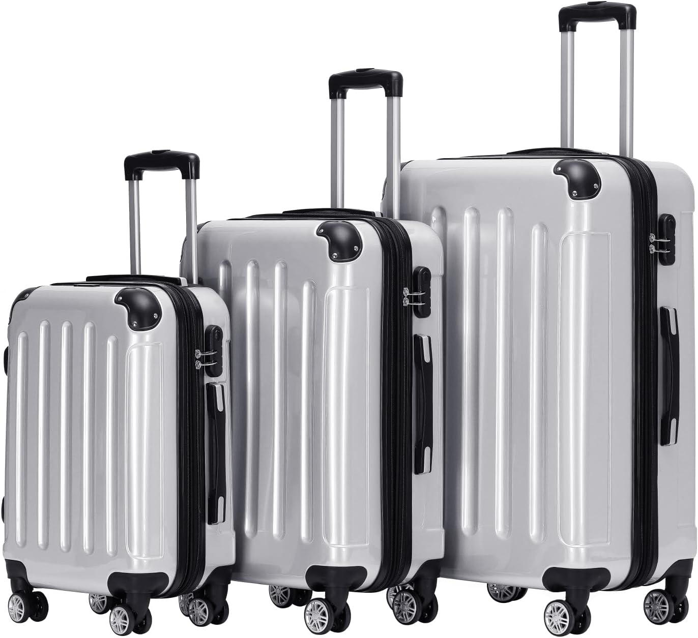 3-tlg. Hartschalenkoffer-Set, Silber SET