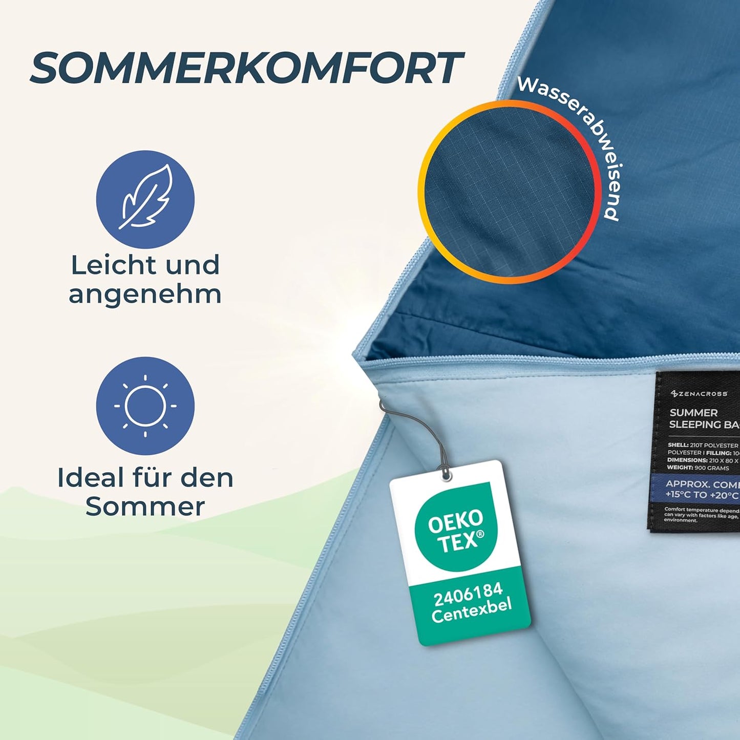 Ultraleichter Sommerschlafsack, Marineblau