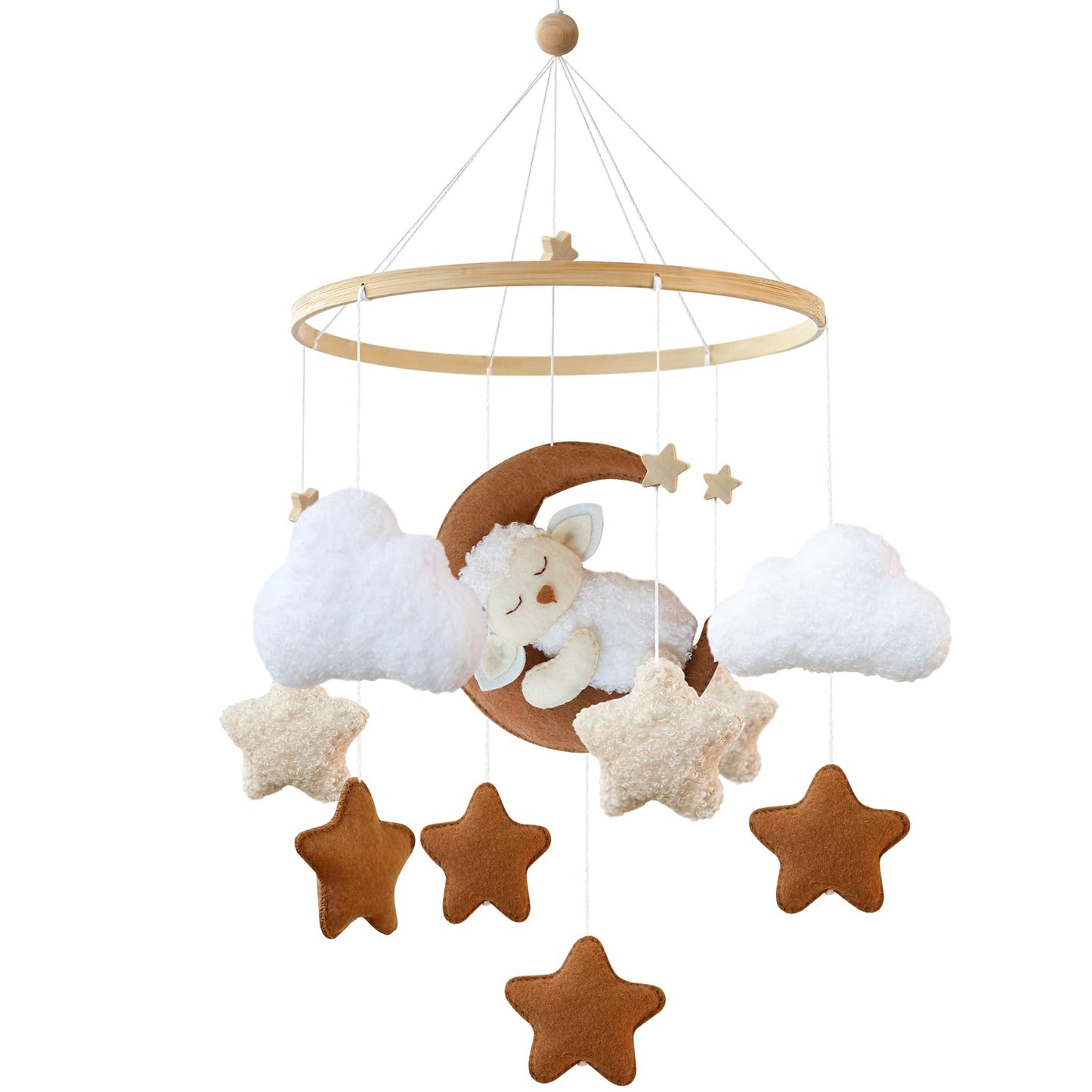 Mobil-Windspiel Schlafen auf dem Mond, Beige