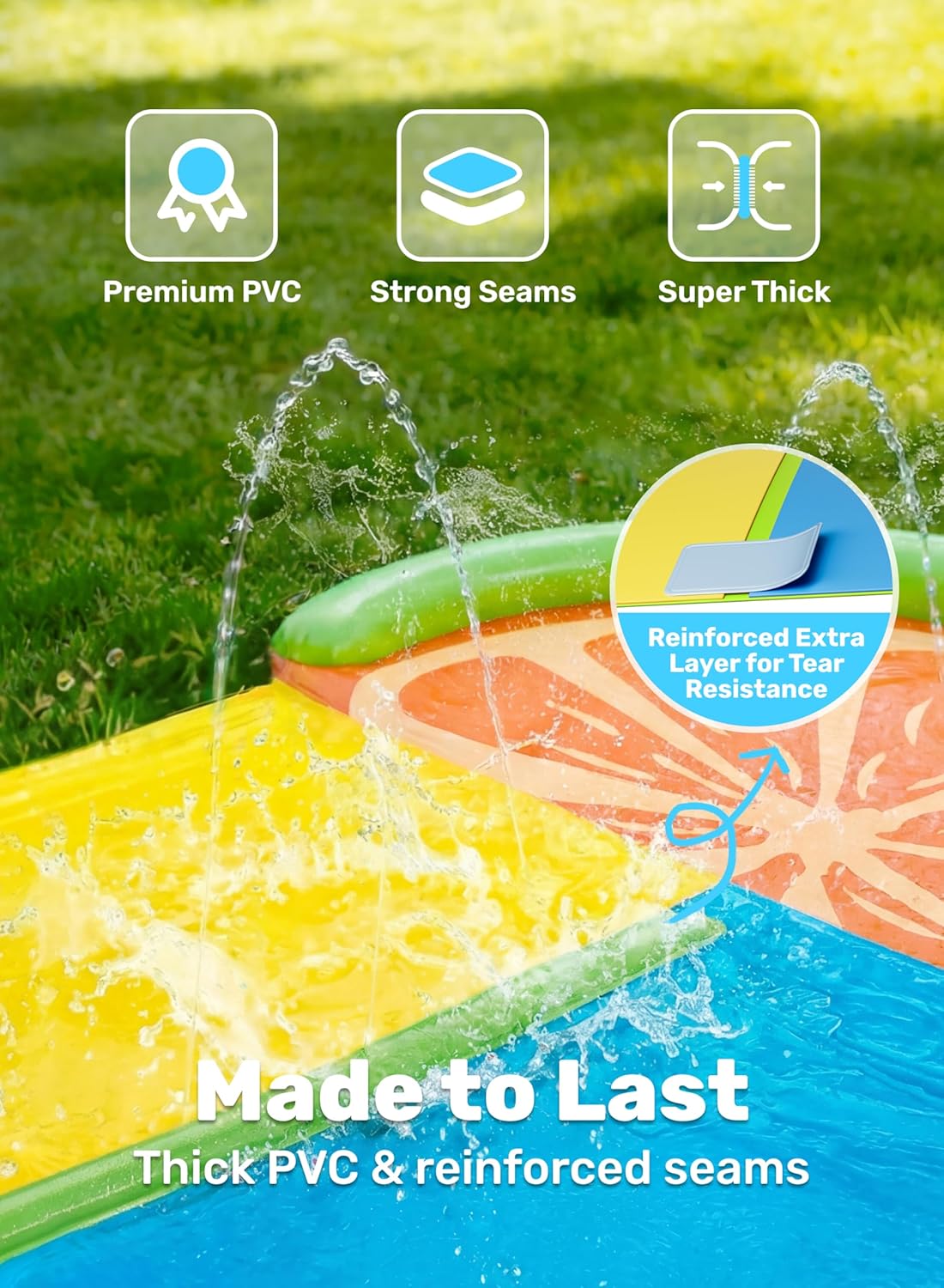 2-Personen-Wasserrutsche mit Boogie-Boards, Blau und Gelb