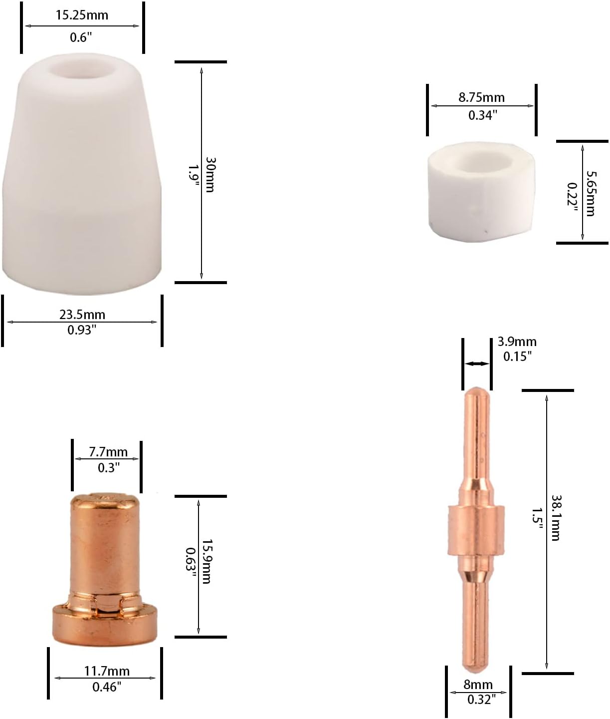 60-teiliges Verbrauchsmaterial Set für Plasmaschneider, 60PCS Erweitert