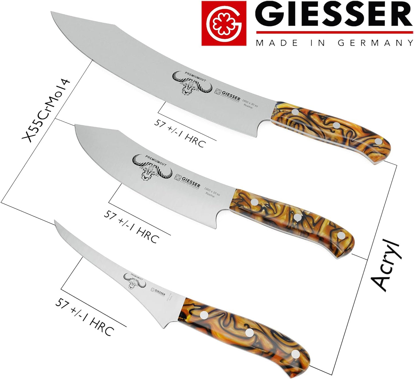 PremiumCut Messer Set, Spicy Orange / 3 Teilig - BBQ