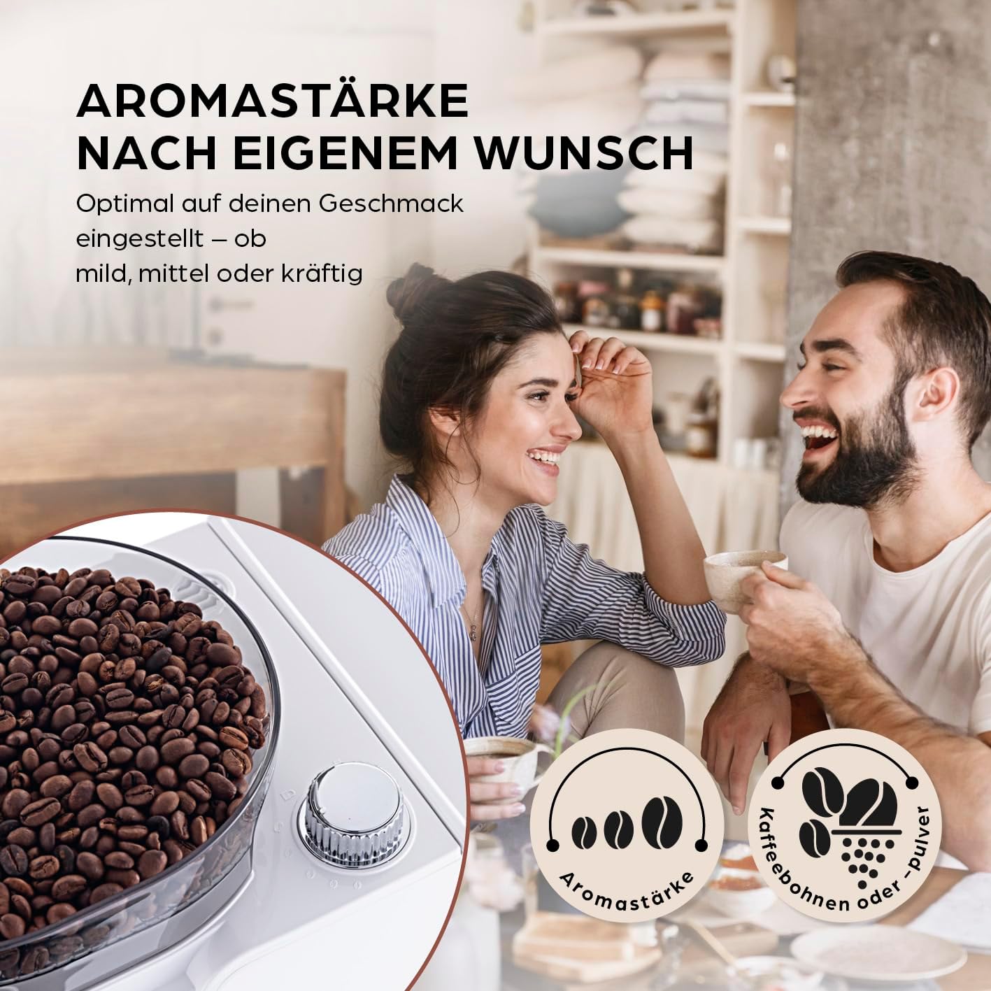 Kaffeemaschine mit Touch-Display, 9) Weiss (Pro Design) - Thermokanne - mit Mahlwerk