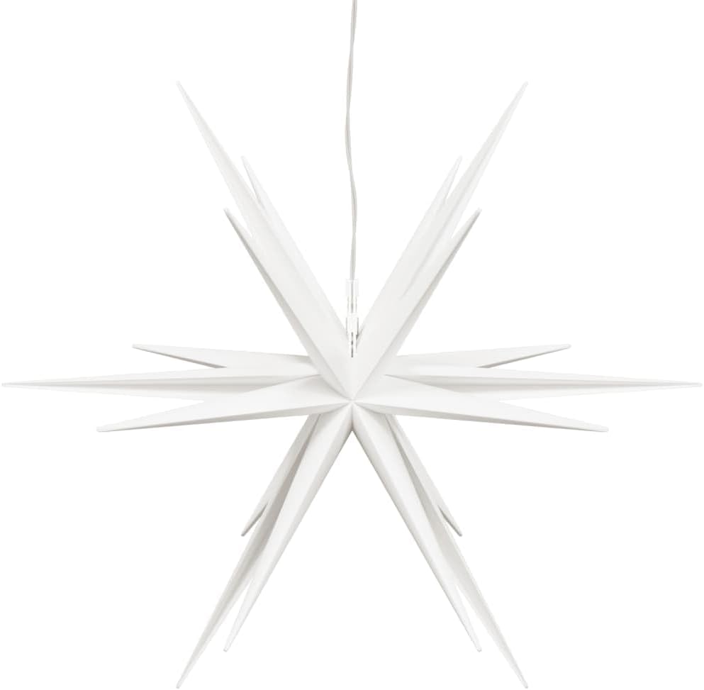 Faltbarer LED-Adventsstern mit Timer, 43 cm Weiss