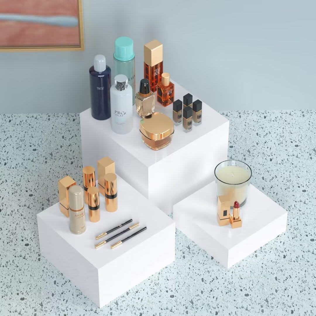 3-teiliges Buffetständer Set, 3 Weiss 6'' 7'' 8''