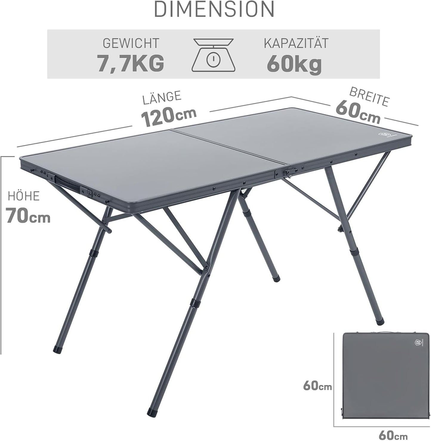 Faltbarer Campingtisch, Grau