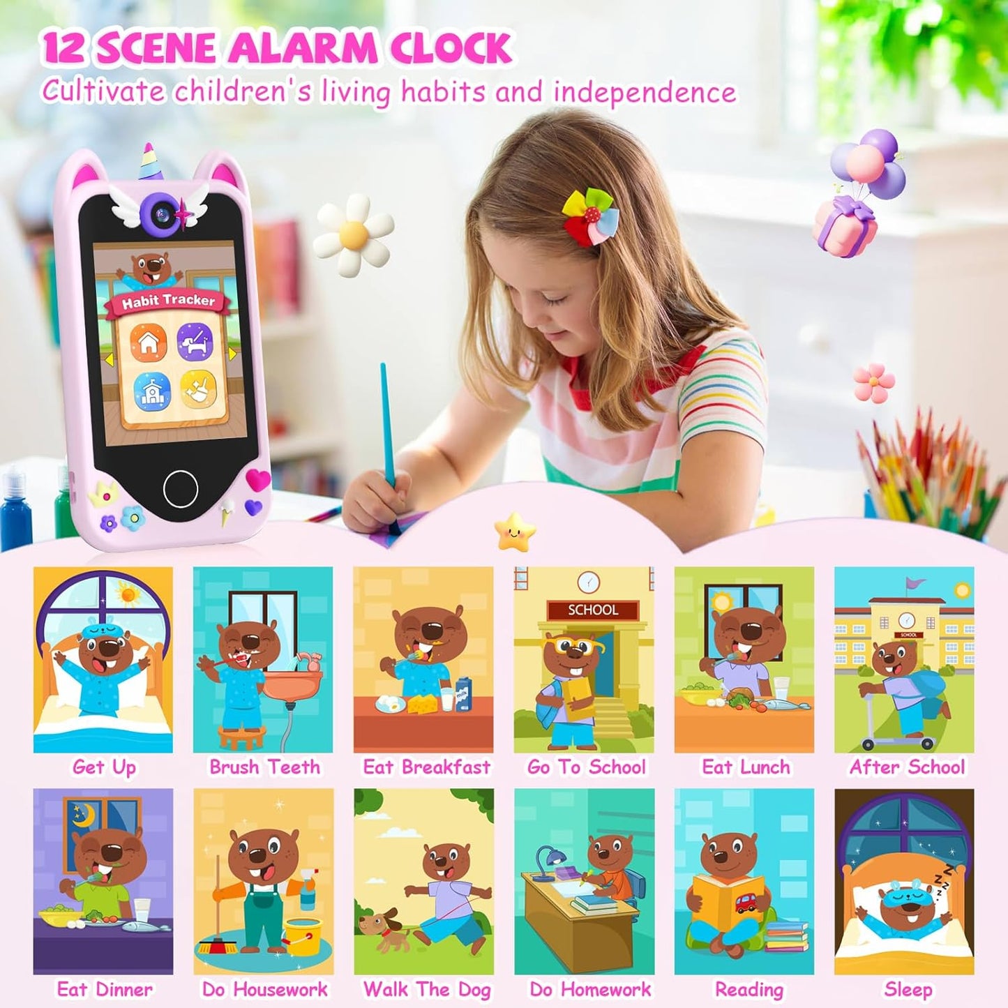 Kinderhandy mit Touchscreen & Kamera, Rosa