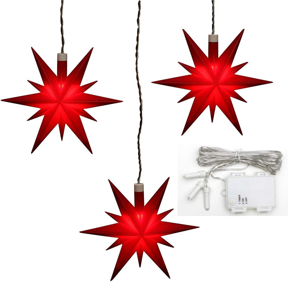 Weihnachtsstern-Set, Rot mit Batteriefach