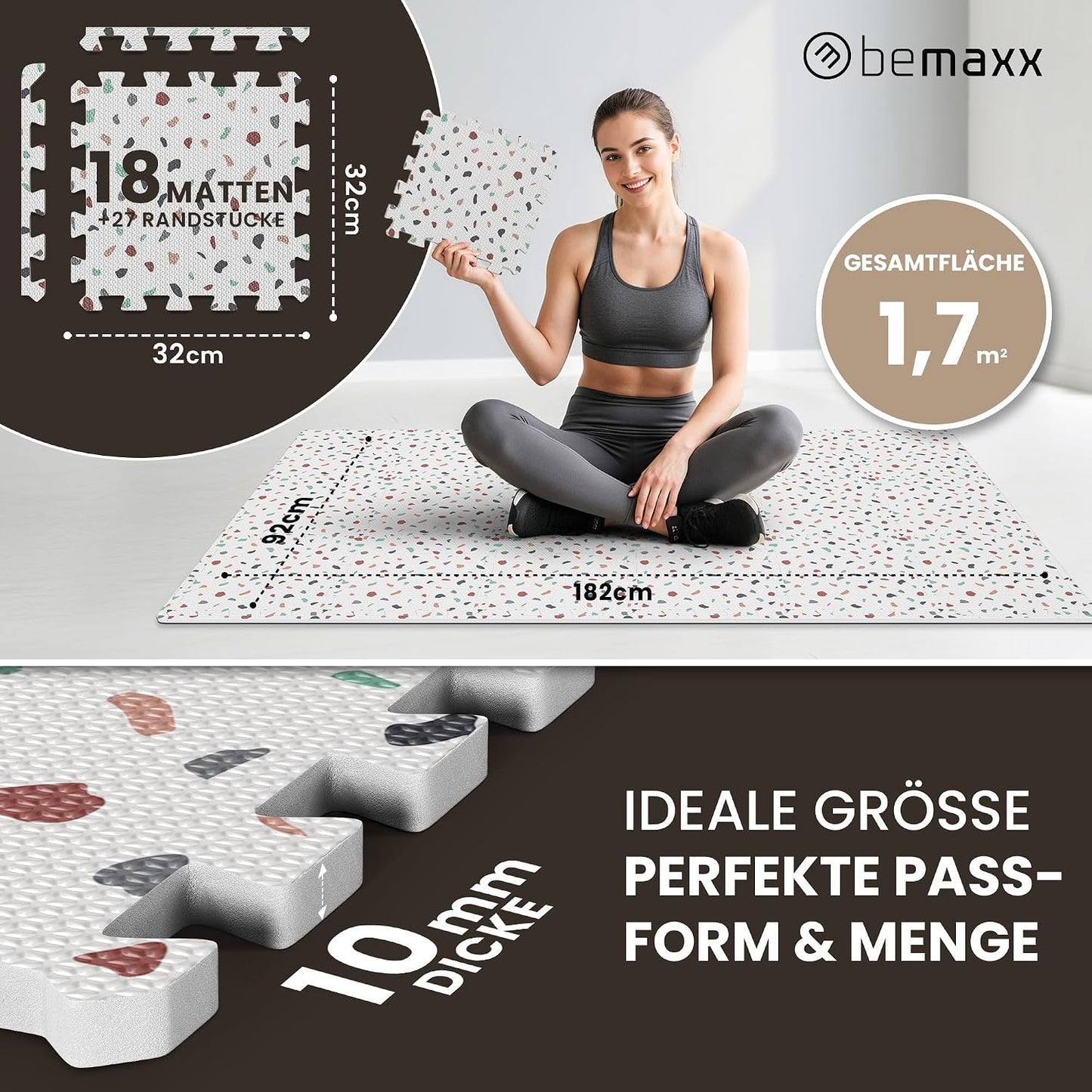 Bodenschutz- und Fitnessmatte, 18 Stück
