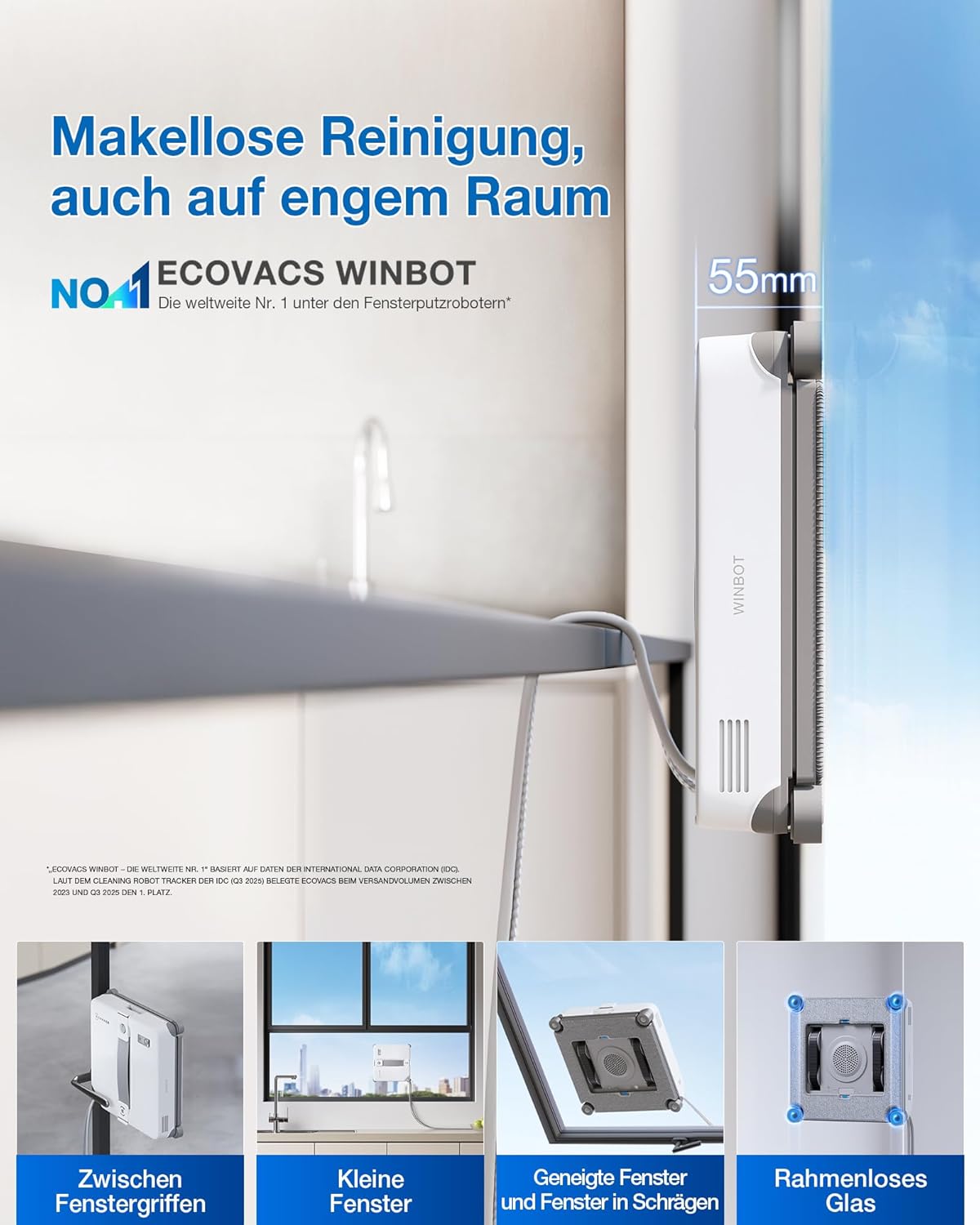 Fensterputzroboter Winbot Mini 2 mit Ultraschallfunktion, Mini 2