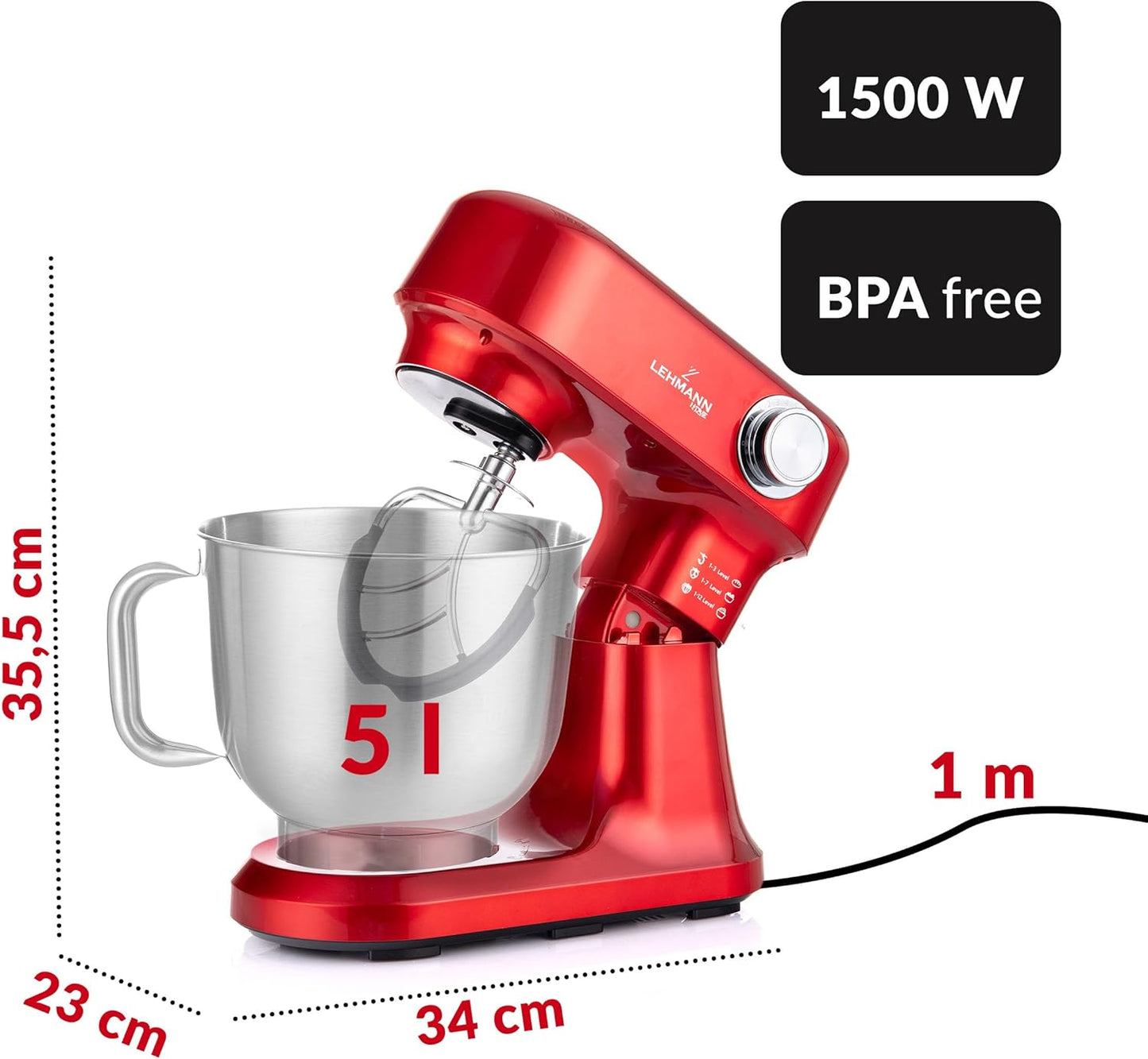 Küchenmaschine mit Zubehör-Set, Rot