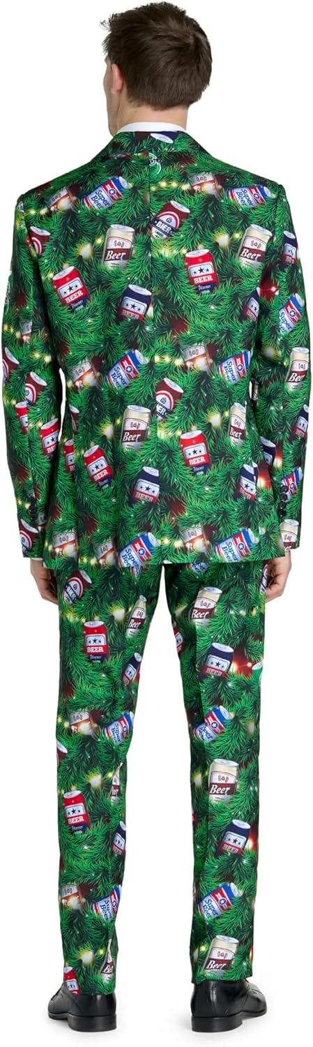 Weihnachtsanzug-Set für Jungen mit leuchtendem Blazer, S Christmas Beers Green
