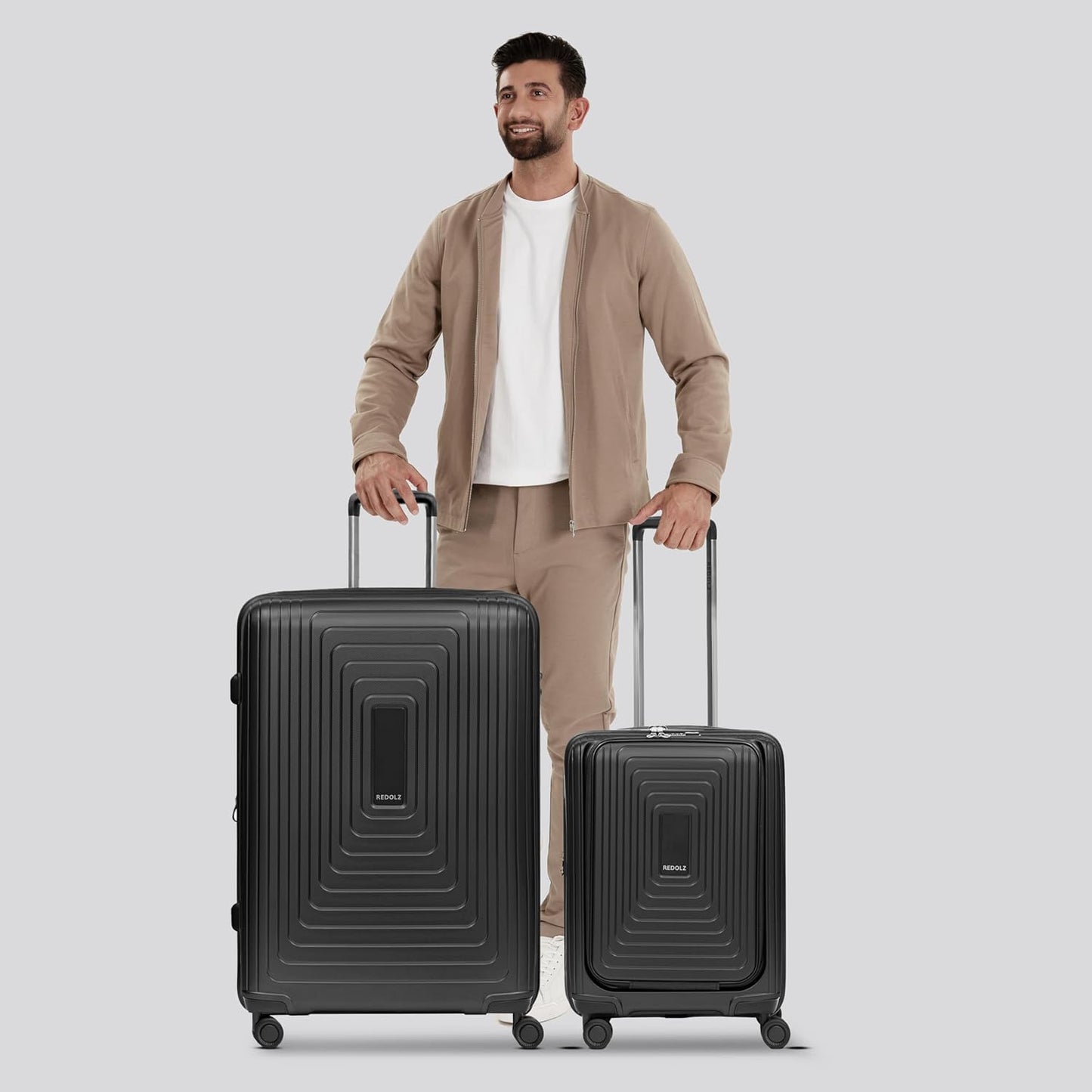 2er-Set Hartschalen Koffer mit Laptopfach, Black Metallic 2-SET Trolley+ Laptopfach & Trolley L+ erweiterbar