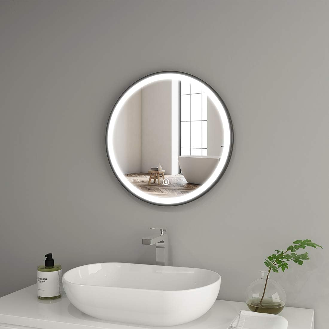 Runder LED-Badezimmerspiegel, 60cm Touchschalter