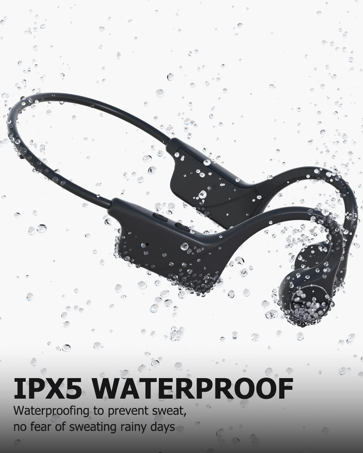 Knochenschall Bluetooth Sportkopfhörer, Schwarz