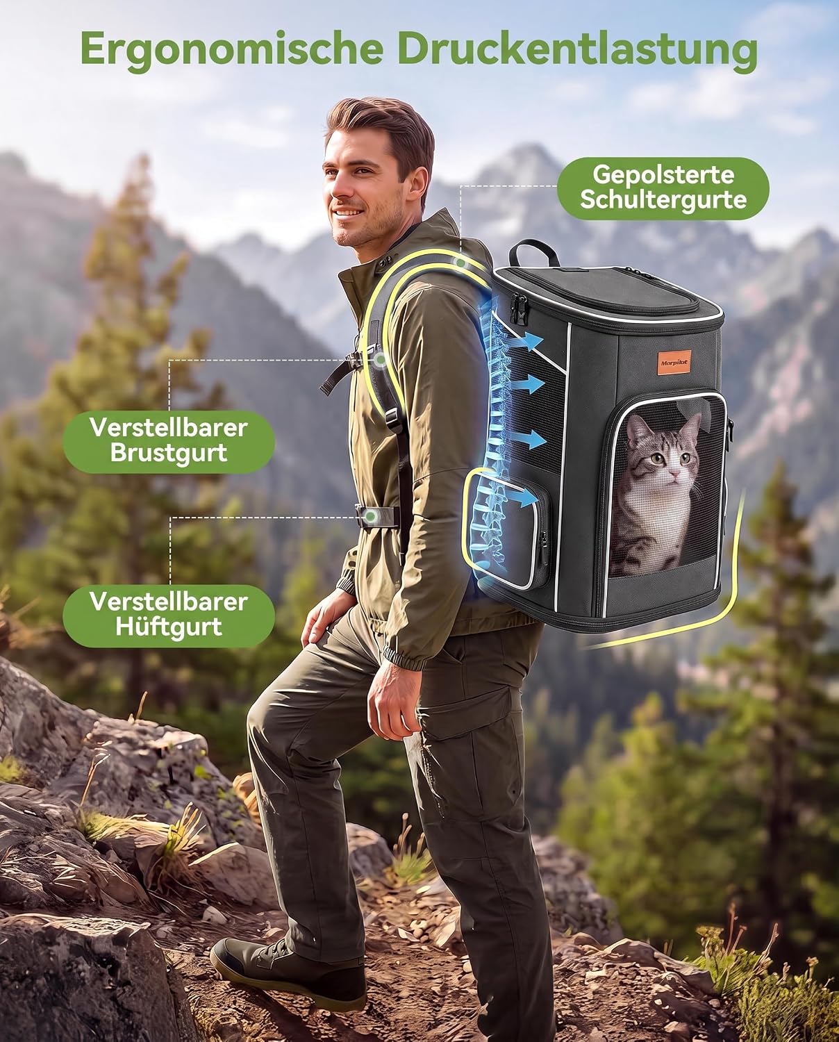 Katzen- und Hunderucksack, Dunkelgrau L 33 x B 28 x H 41 cm Regulär