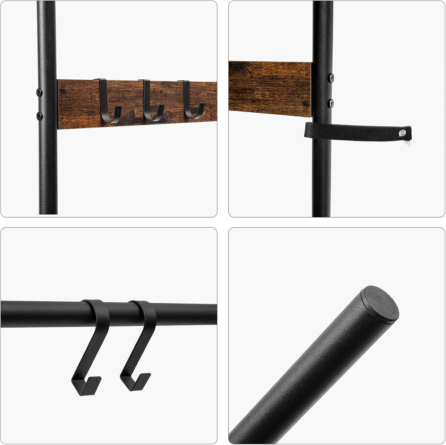 Handtuchleiter mit 5 Haken, Dunkelbraun + Schwarz