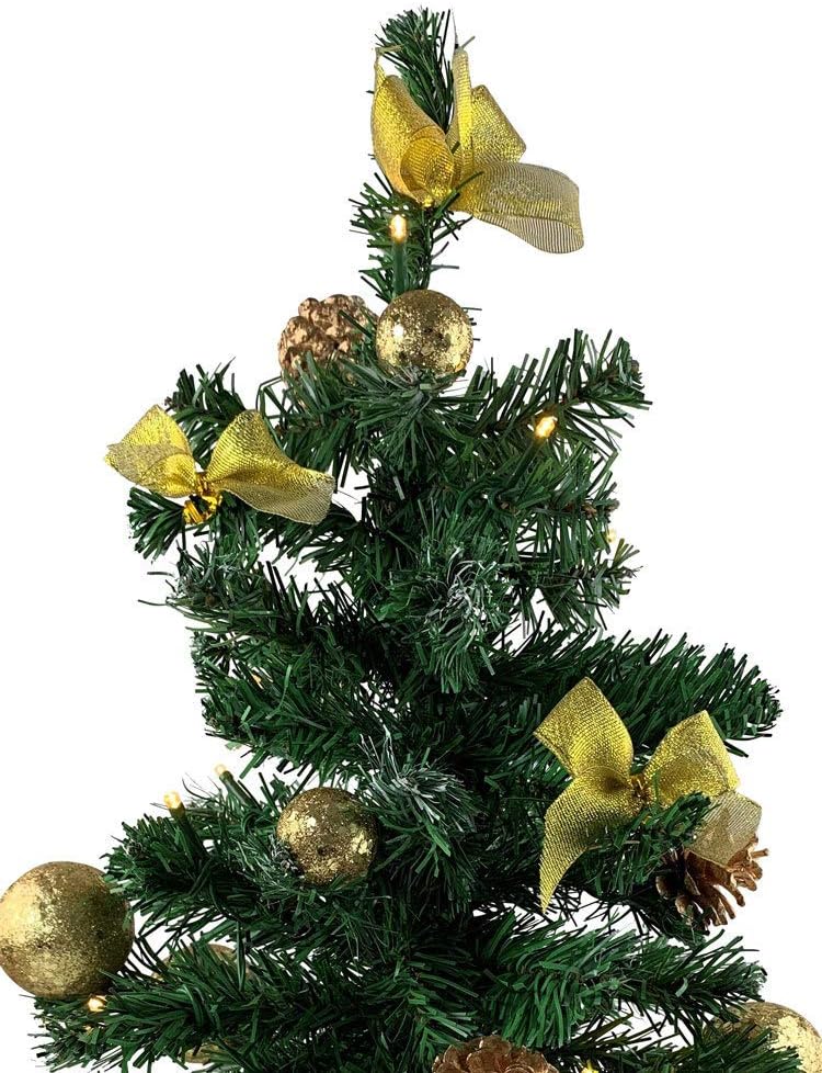 Geschmückter Weihnachtsbaum 50cm mit Lichterkette, Gold