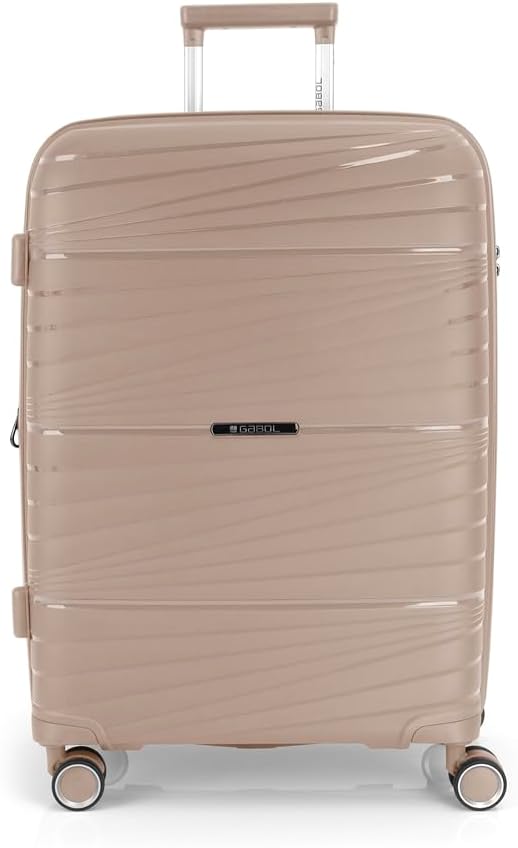Hartschalenkoffer mit 4 Doppelrollen, M Beige