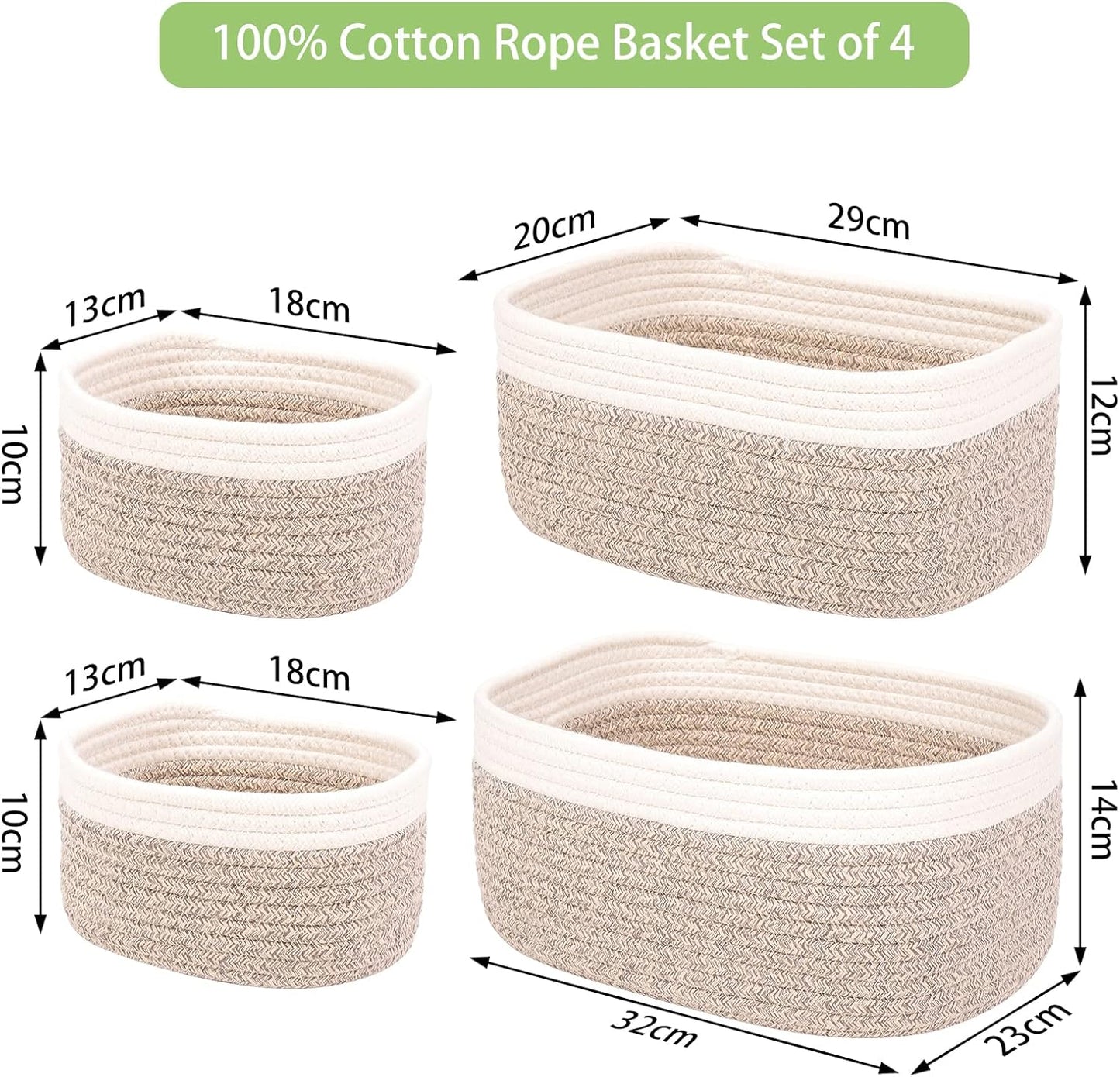 4-teiliges Aufbewahrungskorb-Set, Beigebraun/4 Pcs