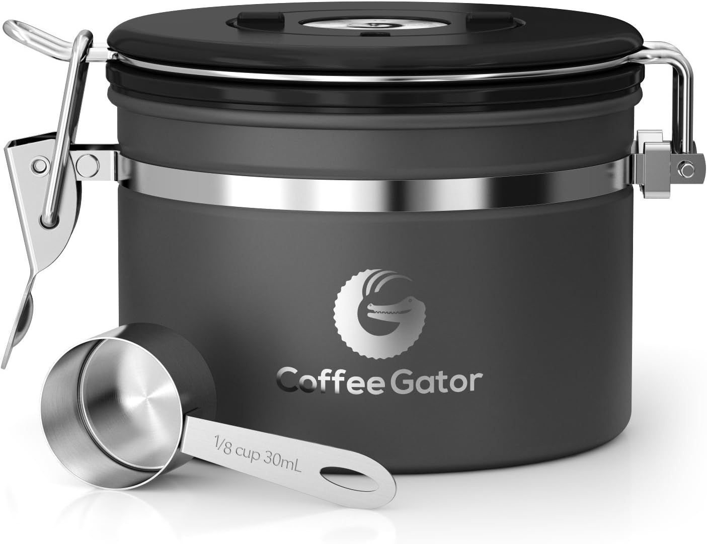 Kaffeedose mit Datumsverfolgung und Ventil, Grau Klein